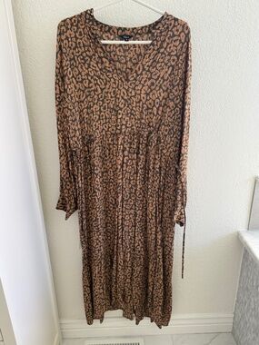 RAILS Maple midi dress in Batik Cheetah leopard print v neck XL